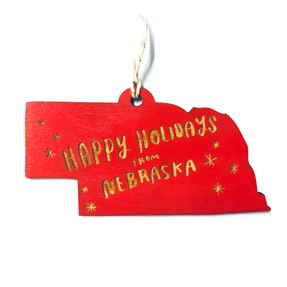 Photograph of Laser-engraved Happy Holidays from Nebraska Ornament - Small