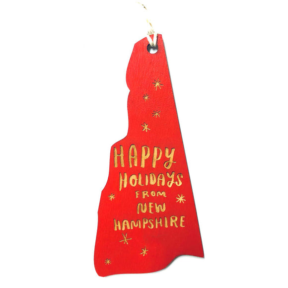 Photograph of Laser-engraved Happy Holidays from New Hampshire Ornament - Large
