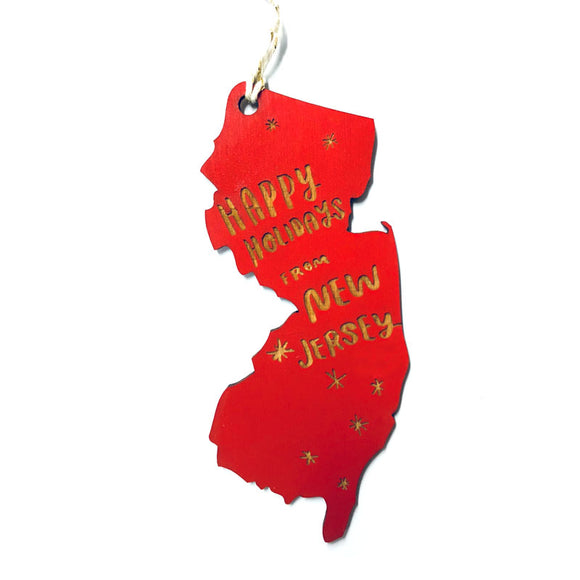 Photograph of Laser-engraved Happy Holidays from New Jersey Ornament - Large
