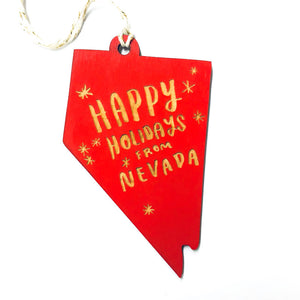 Photograph of Laser-engraved Happy Holidays from Nevada Ornament - Small