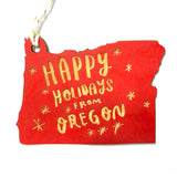 Photograph of Laser-engraved Happy Holidays from Oregon Ornament - Small