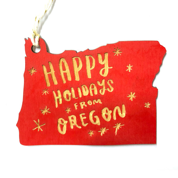 Photograph of Laser-engraved Happy Holidays from Oregon Ornament - Large