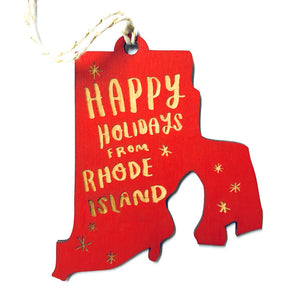 Photograph of Laser-engraved Happy Holidays from Rhode Island Ornament - Small