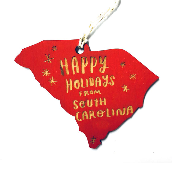 Photograph of Laser-engraved Happy Holidays from South Carolina Ornament - Small