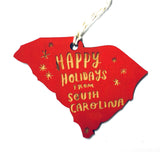Photograph of Laser-engraved Happy Holidays from South Carolina Ornament - Large