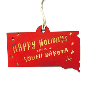 Photograph of Laser-engraved Happy Holidays from South Dakota Ornament - Small