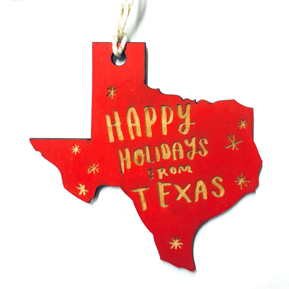 Photograph of Laser-engraved Happy Holidays from Texas Ornament - Large