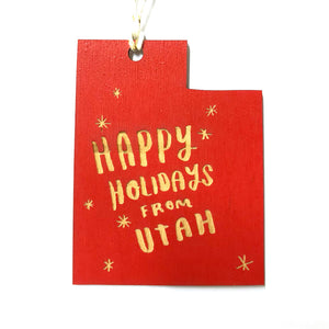 Photograph of Laser-engraved Happy Holidays from Utah Ornament - Small