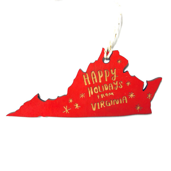 Photograph of Laser-engraved Happy Holidays from Virginia Ornament - Large