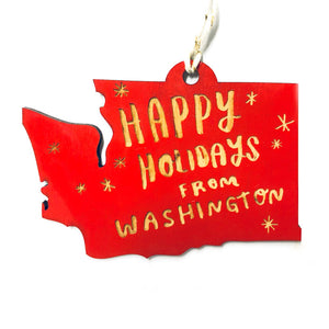 Photograph of Laser-engraved Happy Holidays from Washington Ornament - Small
