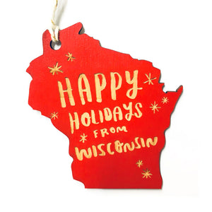 Photograph of Laser-engraved Happy Holidays from Wisconsin Ornament - Large