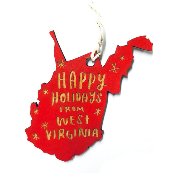 Photograph of Laser-engraved Happy Holidays from West Virginia Ornament - Small