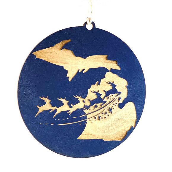 Photograph of Laser-engraved Michigan Reindeer Ornament - Large