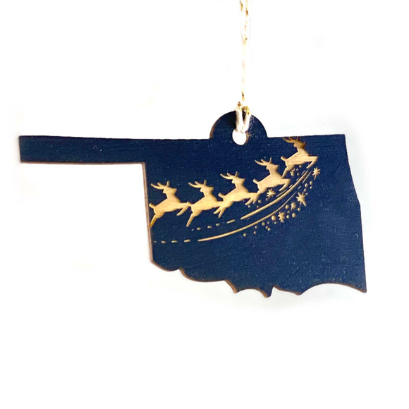 Photograph of Laser-engraved Oklahoma Reindeer Ornament - Small