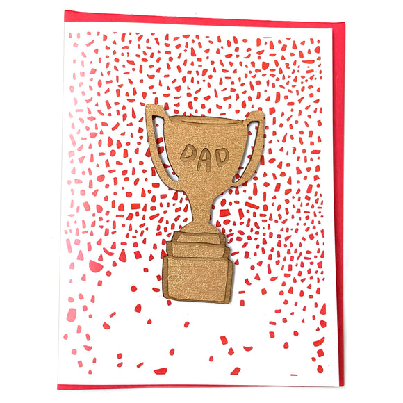 Laser-engraved 'Dad' Trophy Magnet with Card