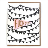 Laser-engraved 'Fuck Yeah' Pennant Magnet with Card