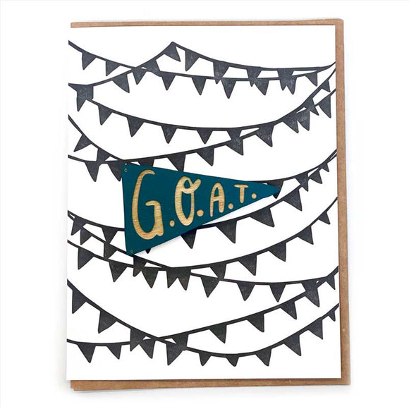 Laser-engraved 'G.O.A.T' Pennant Magnet with Card