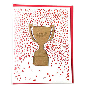 Laser-engraved 'Mom' Trophy Magnet with Card