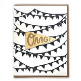 Laser-engraved 'OMG' Pennant Magnet with Card