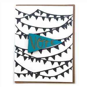 Laser-engraved 'Vote' Pennant Magnet with Card