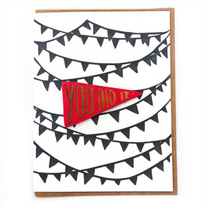 Laser-engraved 'You Did It' Pennant Magnet with Card