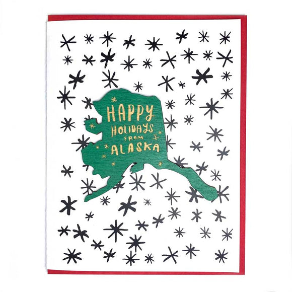 Photograph of Laser-engraved Happy Holidays from Alaska Magnet with Card