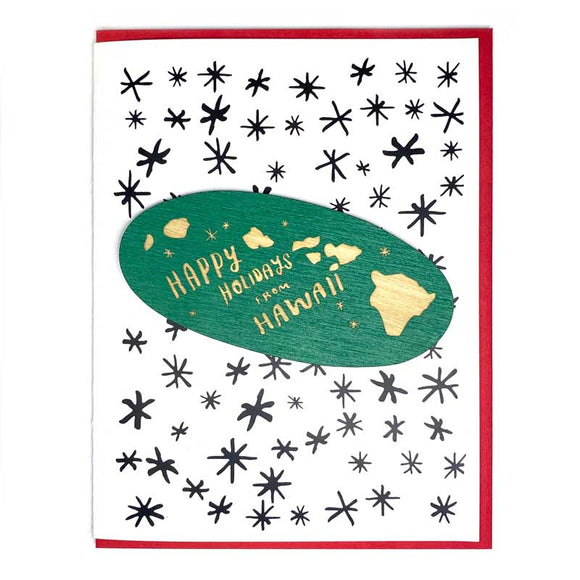 Photograph of Laser-engraved Happy Holidays from Hawaii Magnet with Card