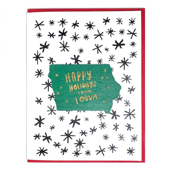 Photograph of Laser-engraved Happy Holidays from Iowa Magnet with Card