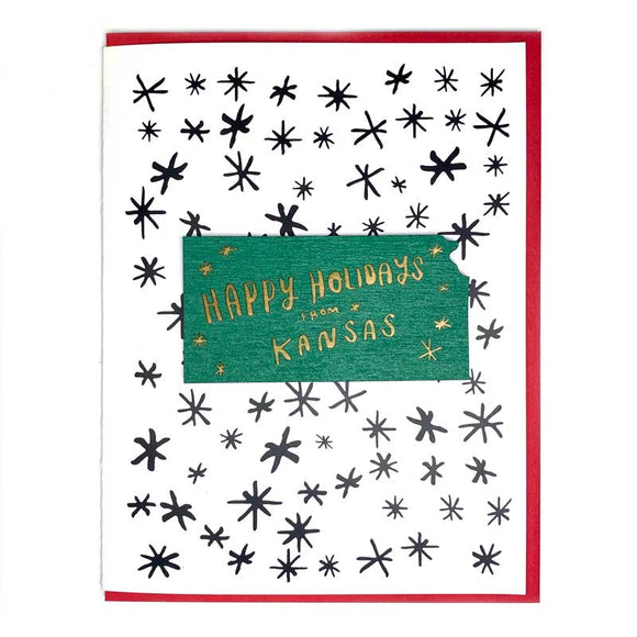 Photograph of Laser-engraved Happy Holidays from Kansas Magnet with Card
