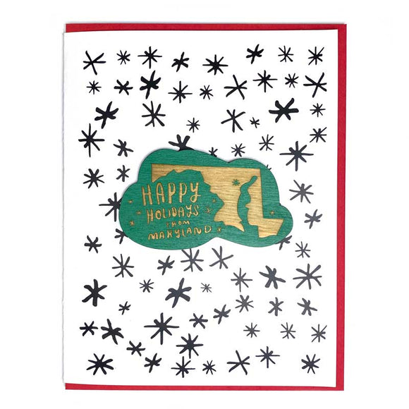 Photograph of Laser-engraved Happy Holidays from Maryland Magnet with Card
