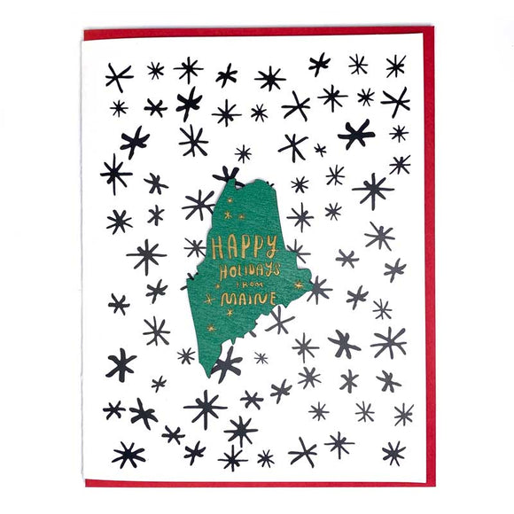 Photograph of Laser-engraved Happy Holidays from Maine Magnet with Card