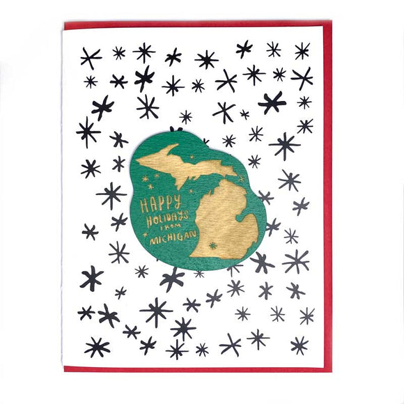 Photograph of Laser-engraved Happy Holidays from Michigan Magnet with Card