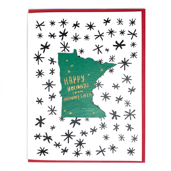 Photograph of Laser-engraved Happy Holidays from Minnesota Magnet with Card