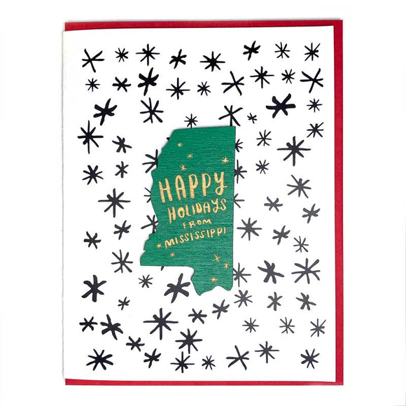 Photograph of Laser-engraved Happy Holidays from Mississippi Magnet with Card
