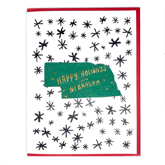 Photograph of Laser-engraved Happy Holidays from Nebraska Magnet with Card