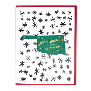 Photograph of Laser-engraved Happy Holidays from Oklahoma Magnet with Card