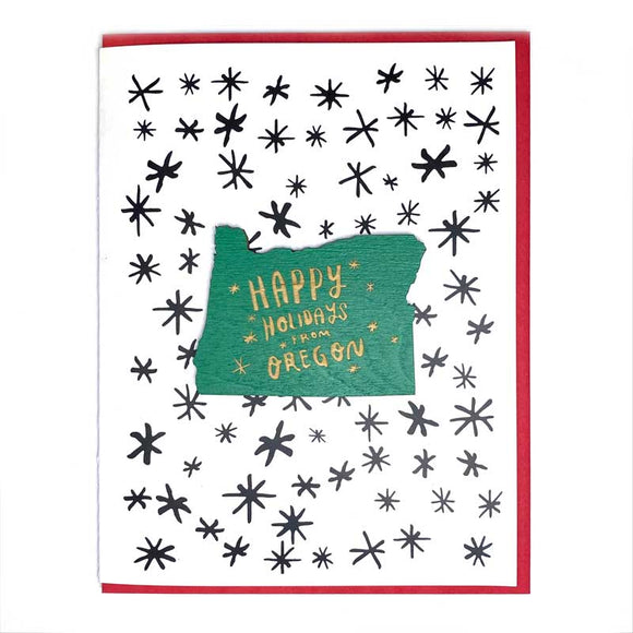 Photograph of Laser-engraved Happy Holidays from Oregon Magnet with Card