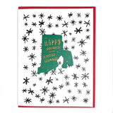 Photograph of Laser-engraved Happy Holidays from Rhode Island Magnet with Card