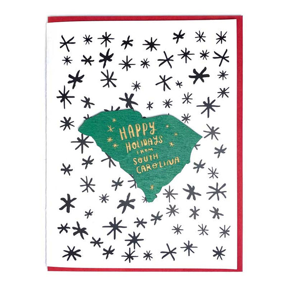 Photograph of Laser-engraved Happy Holidays from South Carolina Magnet with Card