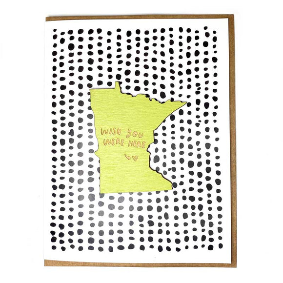 Photograph of Laser-engraved Wish You Were Here Minnesota Magnet with Card