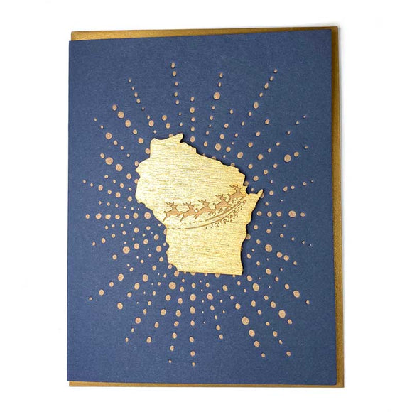 Photograph of Laser-engraved Wisconsin Reindeer Magnet with Card