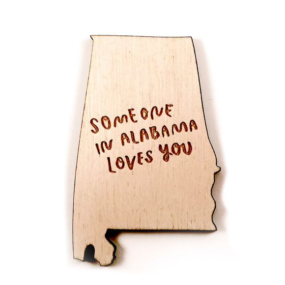 Photograph of Laser-engraved Someone in Alabama Loves You Magnet
