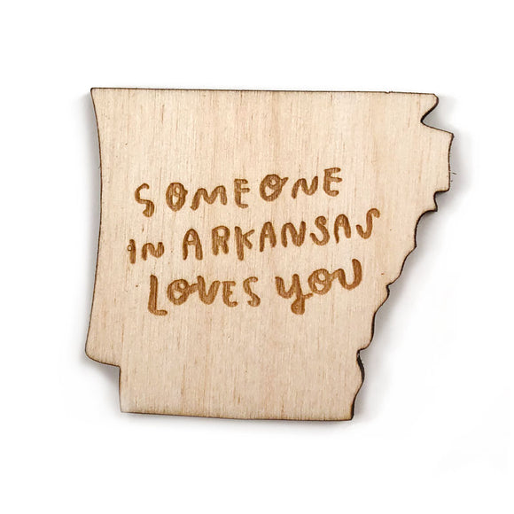 Photograph of Laser-engraved Someone in Arkansas Loves You Magnet