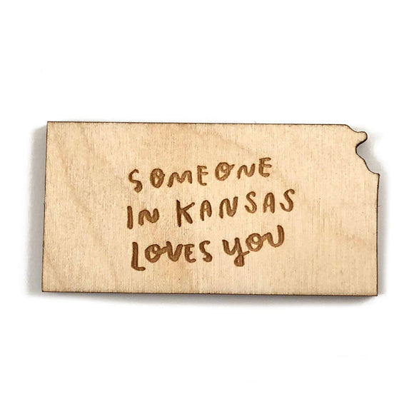 Photograph of Laser-engraved Someone in Kansas Loves You Magnet