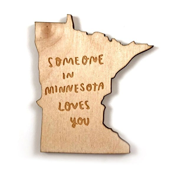 Photograph of Laser-engraved Someone in Minnesota Loves You Magnet