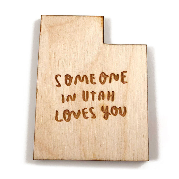 Photograph of Laser-engraved Someone in Utah Loves You Magnet