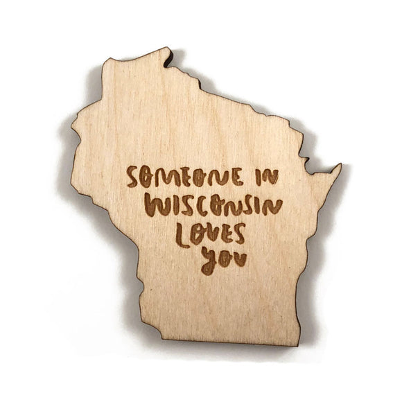 Photograph of Laser-engraved Someone in Wisconsin Loves You Magnet