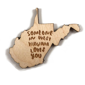 Photograph of Laser-engraved Someone in West Virginia Loves You Magnet