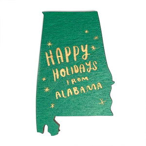 Photograph of Laser-engraved Happy Holidays from Alabama Magnet
