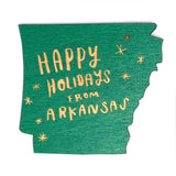 Photograph of Laser-engraved Happy Holidays from Arkansas Magnet